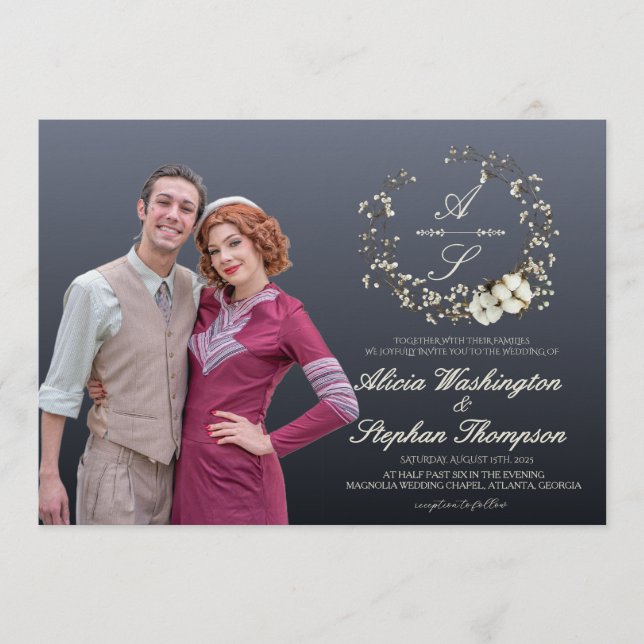 Modern Minimal Winter Floral Wedding Inbjudningar (Framsida)