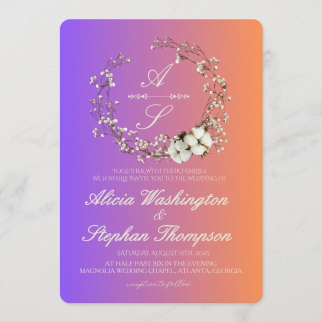 Modern Minimal Winter Floral Wedding Inbjudningar (Framsida)