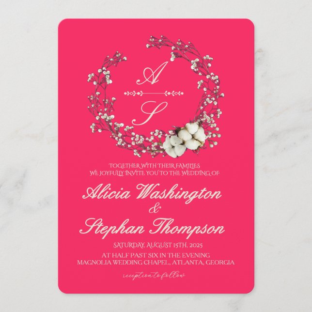 Modern Minimal Winter Floral Wedding Inbjudningar (Framsida)