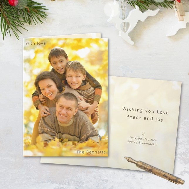 Modern Minimal With Love Family Photo Christmas Kort (Skapare uppladdad)