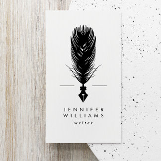 Modern Minimal Writer-författare Quill Feather Pen Visitkort