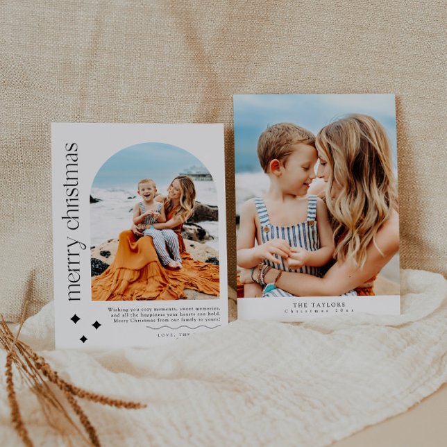 Modern Minimalialist Arch Photo Family-julkort Julkort (Skapare uppladdad)