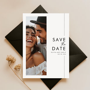 Modern Minimalialist Boho Photo Save Date Inbjudningar