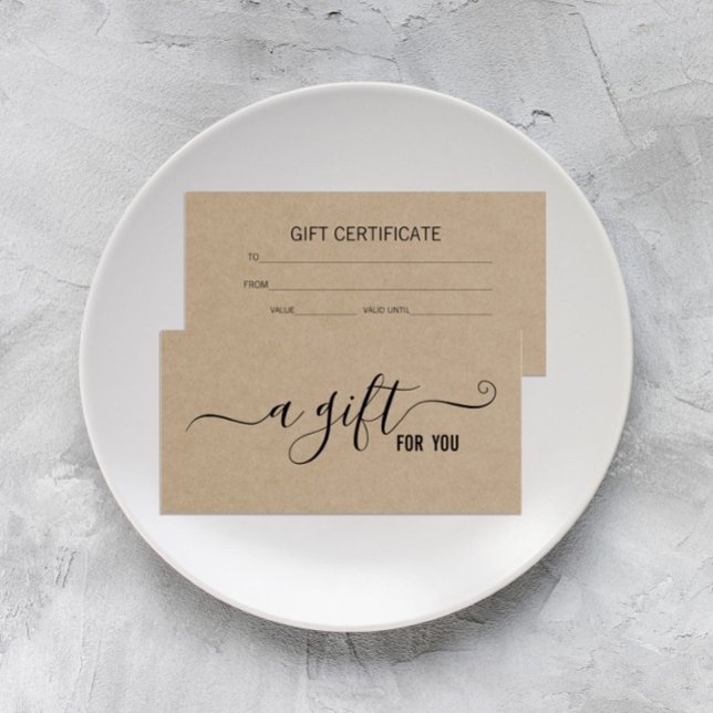Modern Minimalialist Kraft Business Gift-certifika (Skapare uppladdad)