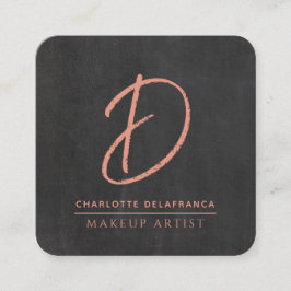 Modern Minimalialist Makeup Artist Monogram Black Fyrkantigt Visitkort