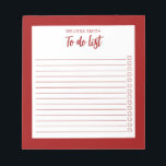 Modern Minimalialist Red to Do List Anteckningsblock<br><div class="desc">Anteckningsblocket Modern Minimalist Red to Do List. Skapa en egen checklista för personlig för dagliga uppgifter.</div>