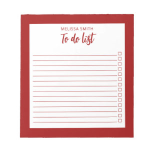 Modern Minimalialist Red to Do List Anteckningsblock