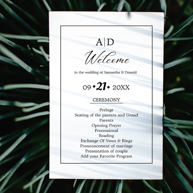 Modern Minimalialist Script Bröllop Ceremony Progr Inbjudningar (Skapare uppladdad)