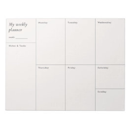 Modern minimalisisk veckoplanering anteckningsblock