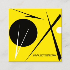 Modern Minimalism Abstrakt Konst Gul Svart Vit Fyrkantigt Visitkort