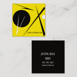 Modern Minimalism Abstrakt Konst Gul Svart Vit Fyrkantigt Visitkort