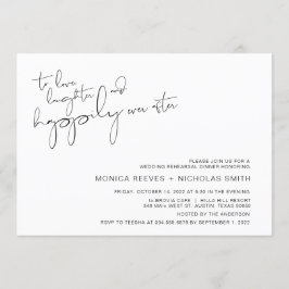 Modern minimalism Avslappnad Script Rehearsal Dinn Inbjudningar