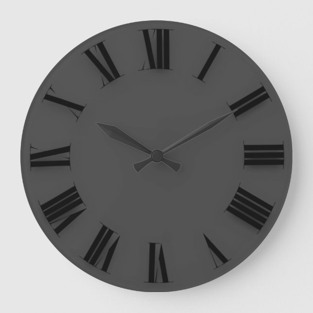 Modern minimalism Black Grått Roman Numbers Stor Klocka (Framsida)