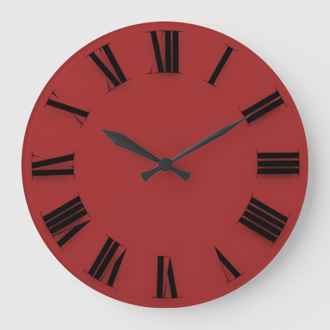 Modern minimalism Black Red Roman Nummer Stor Klocka (Framsida)