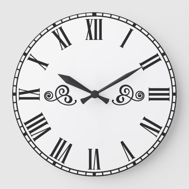 Modern Minimalism Black Roman Numbers  Stor Klocka (Framsida)