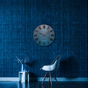 Modern minimalism Blue Grått Ombre Roman Numbers Stor Klocka