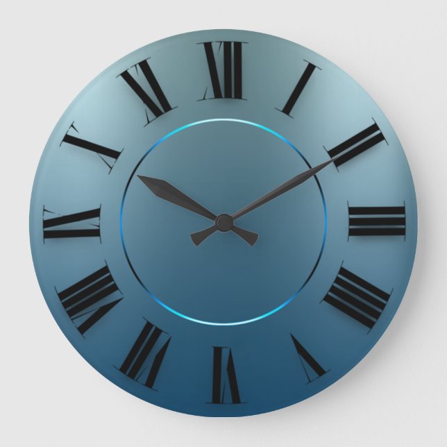 Modern minimalism Blue Navy Roman Numbers Stor Klocka (Framsida)