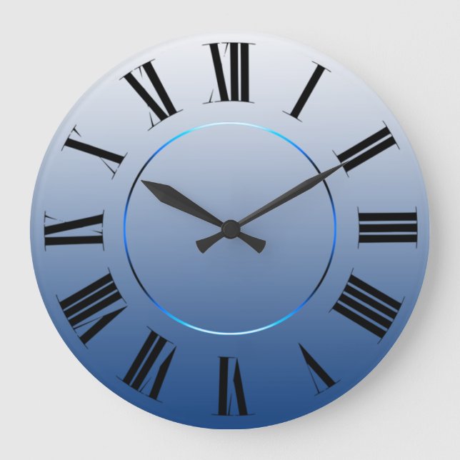 Modern minimalism Blue Navy Roman Numbers Stor Klocka (Framsida)