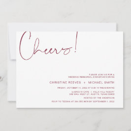 Modern minimalism Burgundy Script Rehearings-midda Inbjudningar