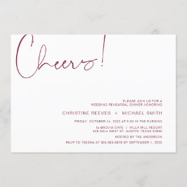 Modern minimalism Burgundy Script Rehearings-midda Inbjudningar