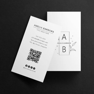 Modern Minimalism med Botanisk Touch Qr-kod Visitkort