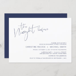 Modern minimalism Navy BlueScript Rehearsal Dinner Inbjudningar