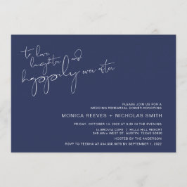 Modern minimalism Navy BlueScript Rehearsal Dinner Inbjudningar