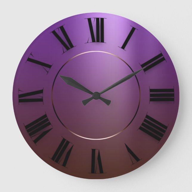Modern minimalism Ombre Lila Roman Numbers Stor Klocka (Framsida)