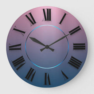 Modern minimalism Rosa Blue Ombre Roman Nummer Stor Klocka