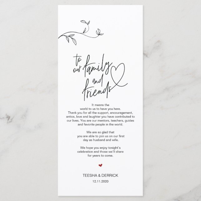 Modern minimalism Ställe Ställa in tackkort Program (Framsida)