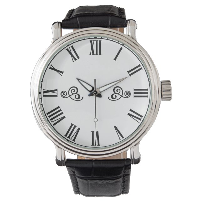 Modern minimalism Svarta romerska siffror  Armbandsur (Framsida)