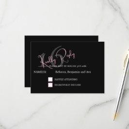 Modern minimalist 16:e RSVP svart rosa födelsedag OSA Kort