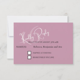 Modern Minimalist 16th Pink Black Response Card OSA Kort