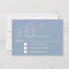 Modern Minimalist 16th RSVP Pink Blue Birthday OSA Kort