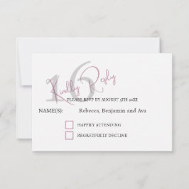 Modern Minimalist 16th White Black Response Card OSA Kort