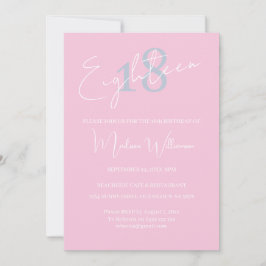 Modern Minimalist 18th Birthday Invitation Inbjudningar