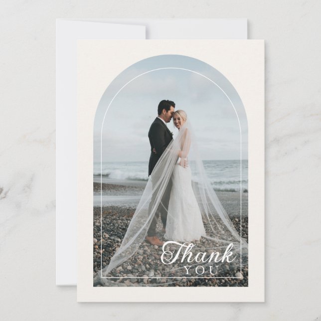 Modern Minimalist 1 Photo Thank You Dankeskarte Tack Kort (Framsida)