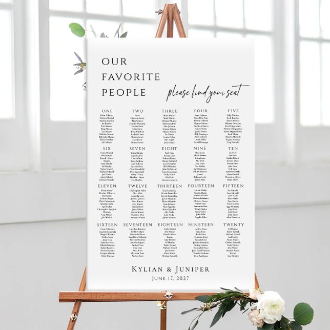 Modern minimalist 20 tables seating plan poster (Skapare uppladdad)