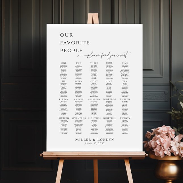 Modern minimalist 20 tables seating plan poster (Skapare uppladdad)