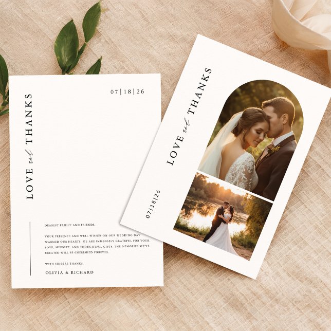 Modern minimalist 2 Photo Bröllop Tack Kort (Skapare uppladdad)