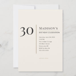 Modern Minimalist 30th Adult Birthday Celebration Inbjudningar