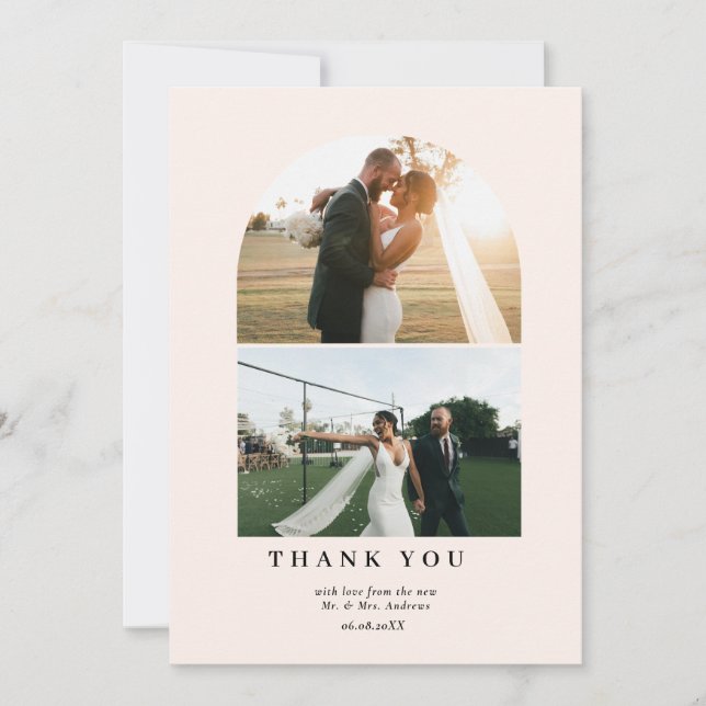 Modern Minimalist 3 Photo Thank You Dankeskarte Tack Kort (Framsida)