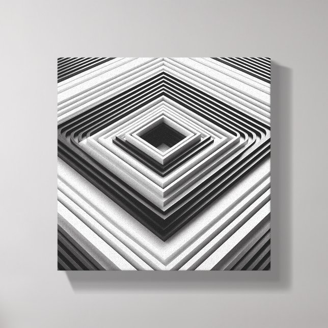 Modern Minimalist 3D Nested Squares Art - Abstract Canvastryck (Framsida)