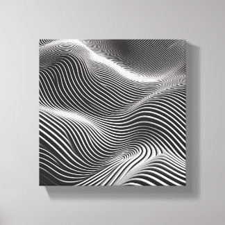 Modern minimalist 3D-vågkonst - Abstrakt monokrom Canvastryck