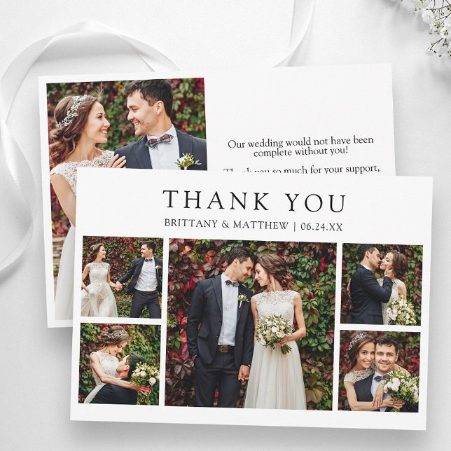 Modern Minimalist 6 Photo Wedding Tack Kort (Customize to change text size or text style.)
