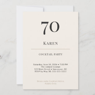 Modern minimalist 70-års cocktailfest inbjudningar