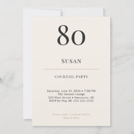 Modern minimalist 80-års cocktailfest inbjudningar