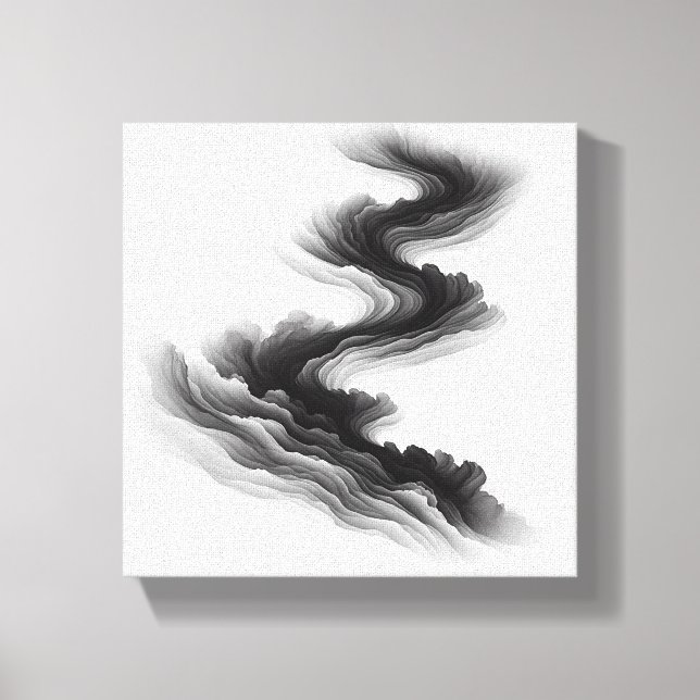 Modern Minimalist Abstract Layered Flow - Smoke  Canvastryck (Framsida)