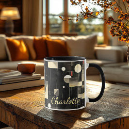 Modern minimalist - Abstrakt Black & Cream Anpassn Mugg