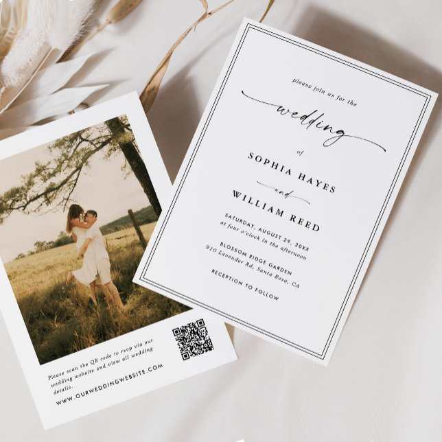 Modern Minimalist All In One QR Code Photo Wedding Inbjudningar (Skapare uppladdad)